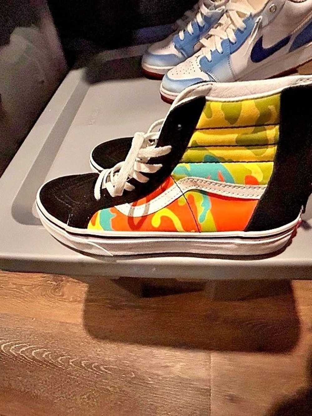 Vans OG Sk8-Hi LX Mixed Camo High Top Sneakers Black & Orange